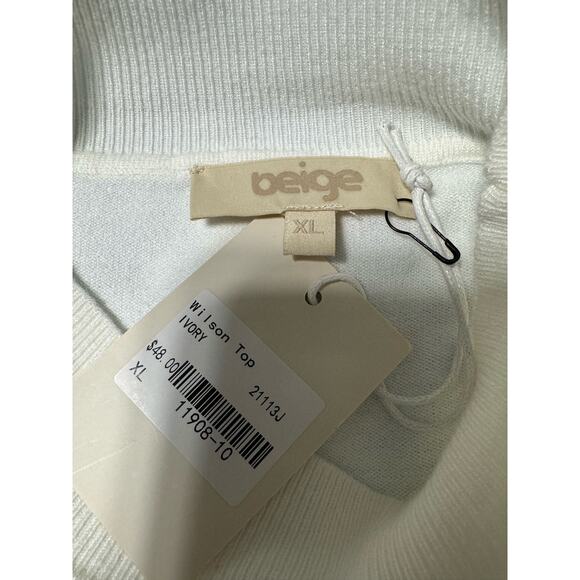 beige Wilson Top Ivory Puffed Shoulders XL - Picture 2 of 3